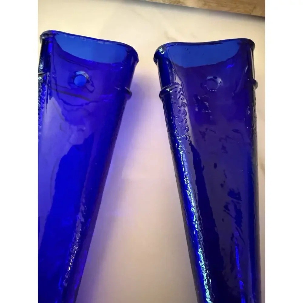 Set Of Auto Car Flower Vases Birds Cobalt Blue & Light Pink Wall Pockets 8